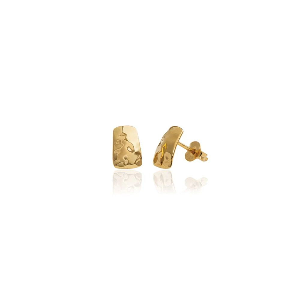 Gold plated silver pebble ripple studs by Evolve