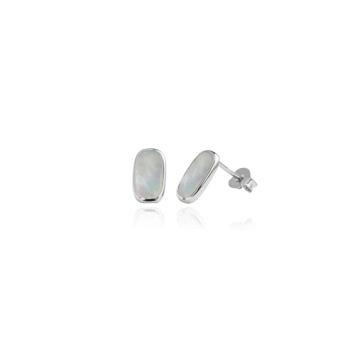 Silver coastal pearl stud earrings by evolve
