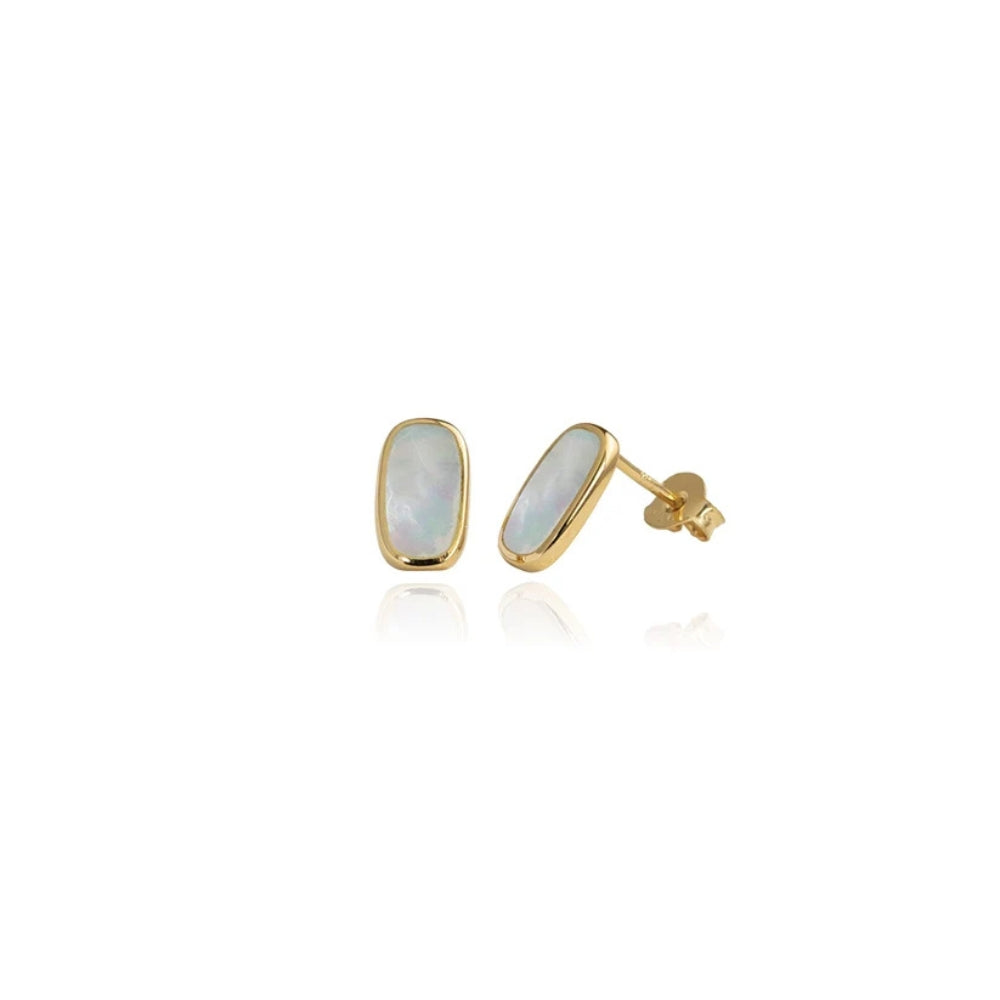 Gold plated silver coastal pearl stud earrings by evolve