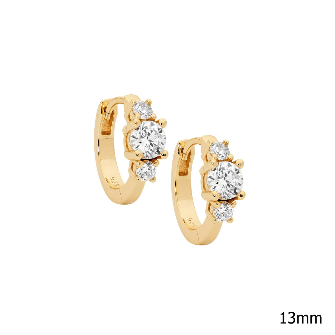 Ellani cz huggies in gold plated sterling silver