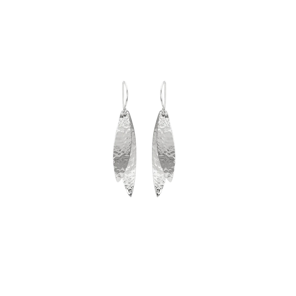 Kauri leaves drop earrings in silver