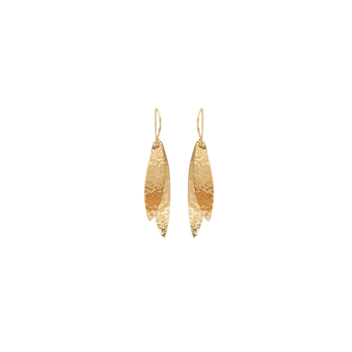 Kauri leaves drop earrings in gold vermeli
