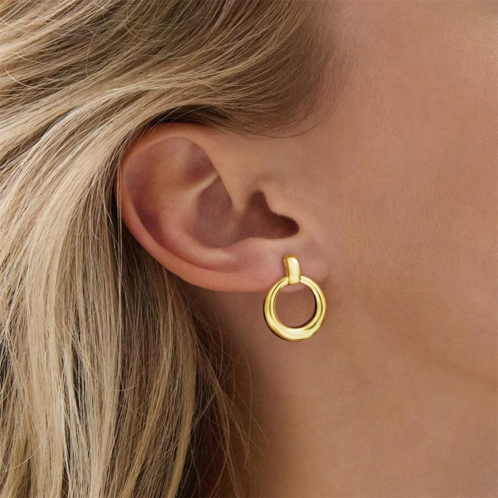 Najo - the mist hanging donut stud earrings in gold plated sterling silver