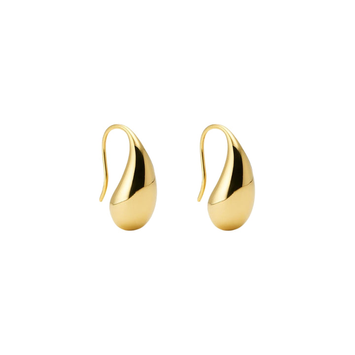 Najo - The eau curved teardrop hook earring in gold plated sterlling silver