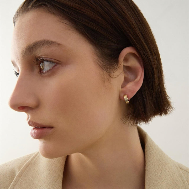 Najo - the carrousel ridged huggie earrings in sterling silver 4 x 12mm