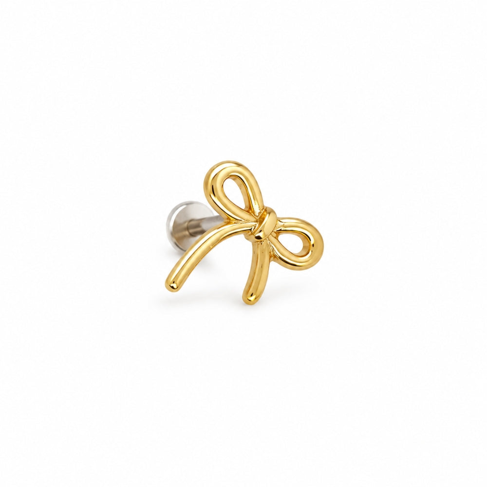 Helix gold plated silver single bow stud