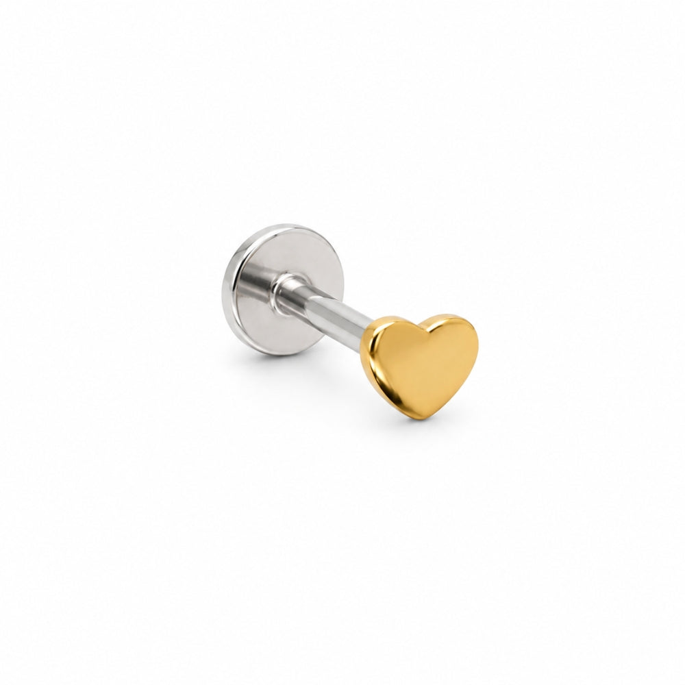Helix gold plated silver single heart stud