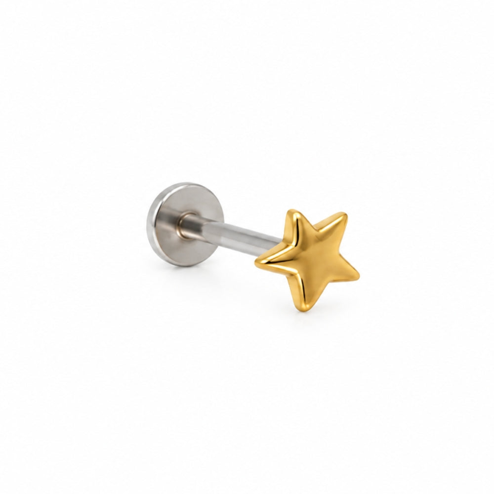 Helix single gold plated silver star stud