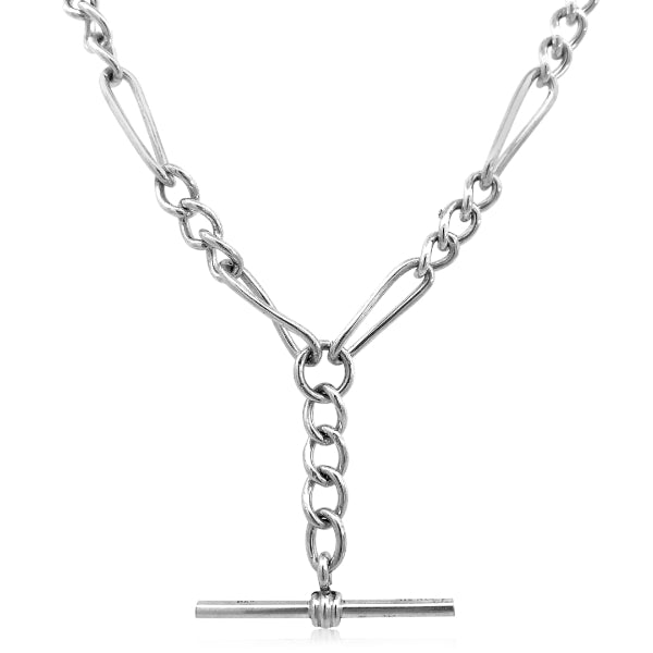 Paper clip 3 to 1 chain with Tbar in sterling silver - 50cm