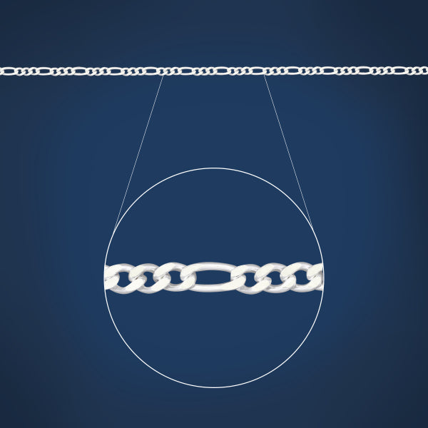 Medium diamond cut figaro chain in sterling silver - 50cm
