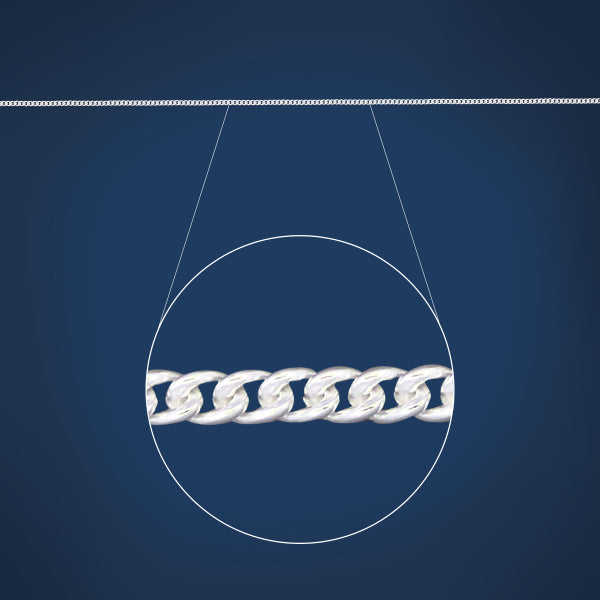 Round curb chain in sterling silver- 45cm