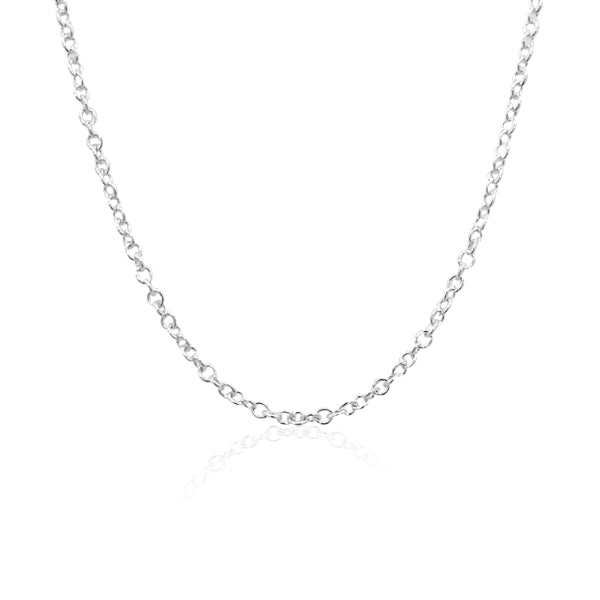 Medium round cable chain in sterling silver - 55cm