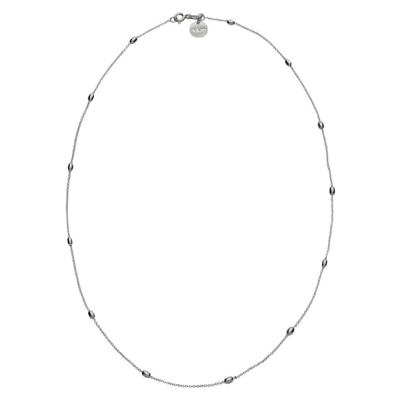 Najo fine cable chain with oval beads in sterling silver - 45cm