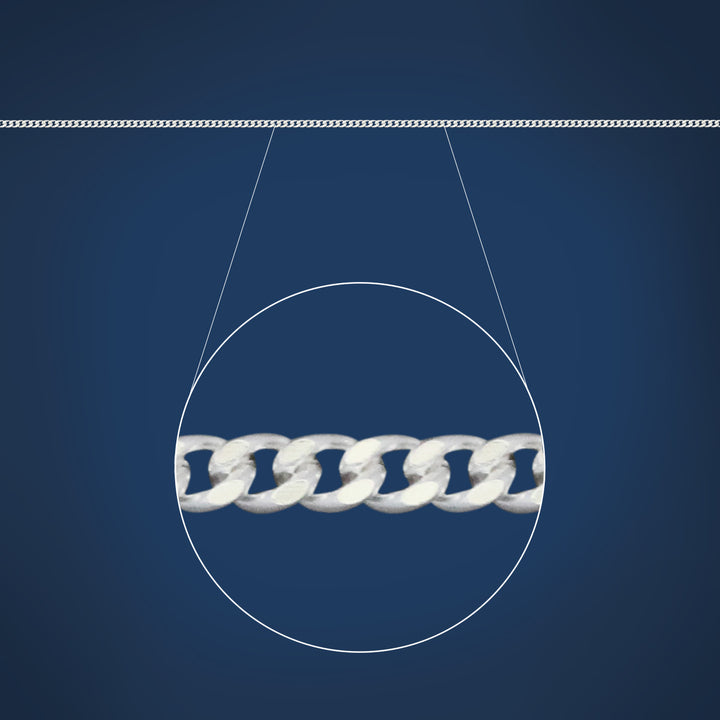 Medium weight diamond cut curb chain in sterling silver - 55cm