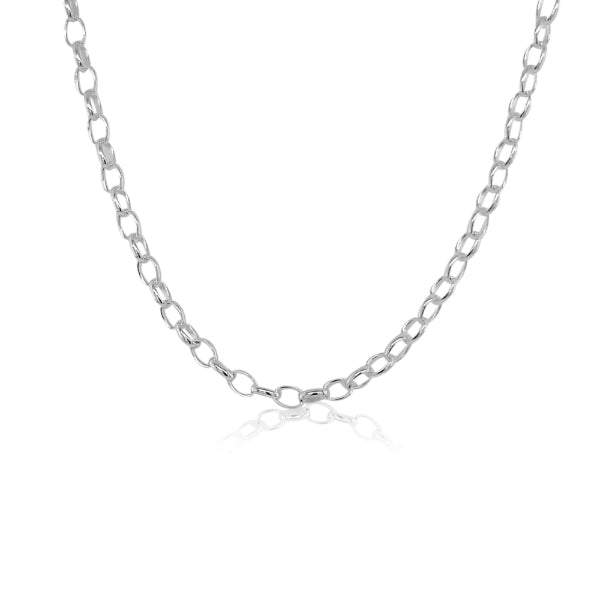 Fine oval belcher chain in sterling silver - 70cm