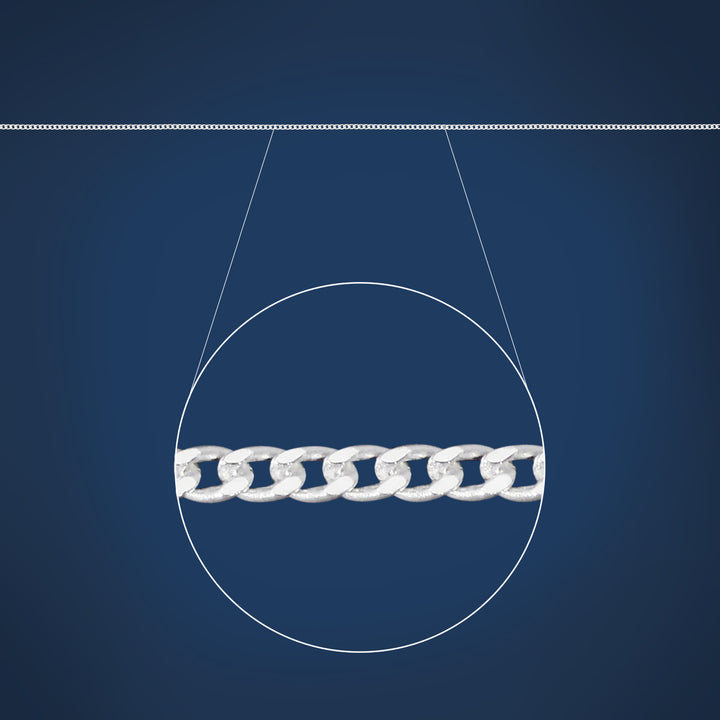 Fine diamond cut curb chain in sterling silver - 45cm