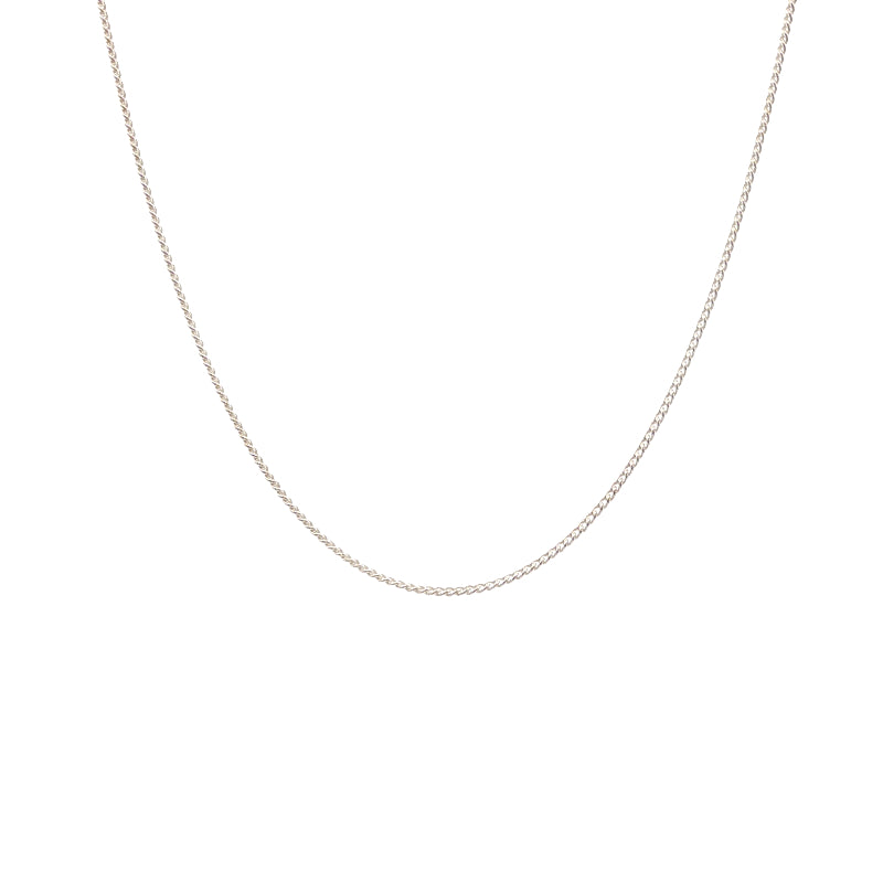 Fine diamond cut curb chain in sterling silver - 45cm