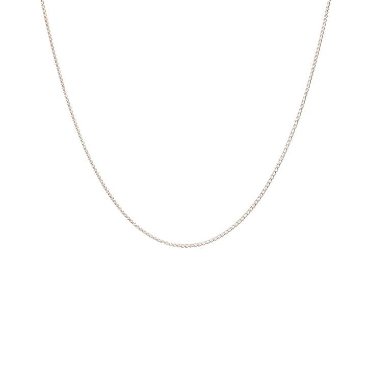 Fine diamond cut curb chain in sterling silver - 45cm