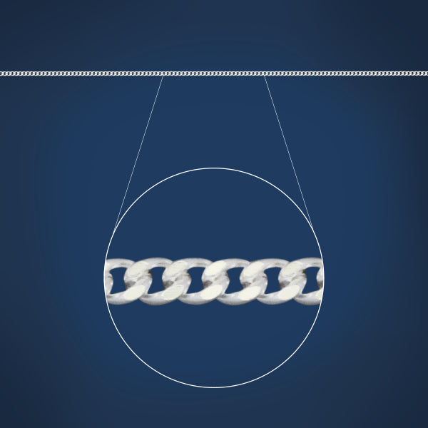 Silver Diamond Cut curb chain - 50cm