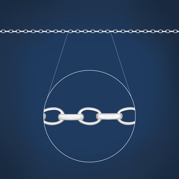 Oval belcher chain in sterling silver - 50cm