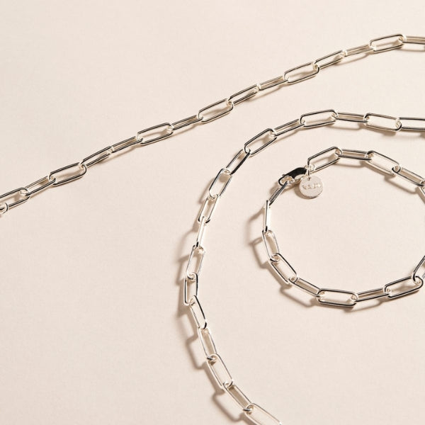 Najo - Vista rectangular link chain in sterling silver - 45cm