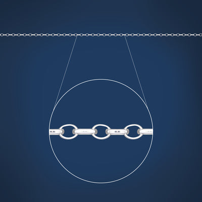 Light weight oval belcher chain in sterling silver - 60cm