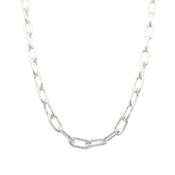 Long round curb chain in sterling silver