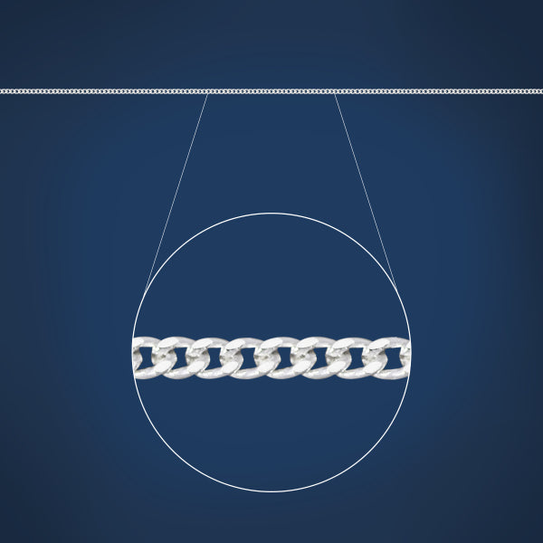 Diamond cut curb chain in sterling silver - 55cm