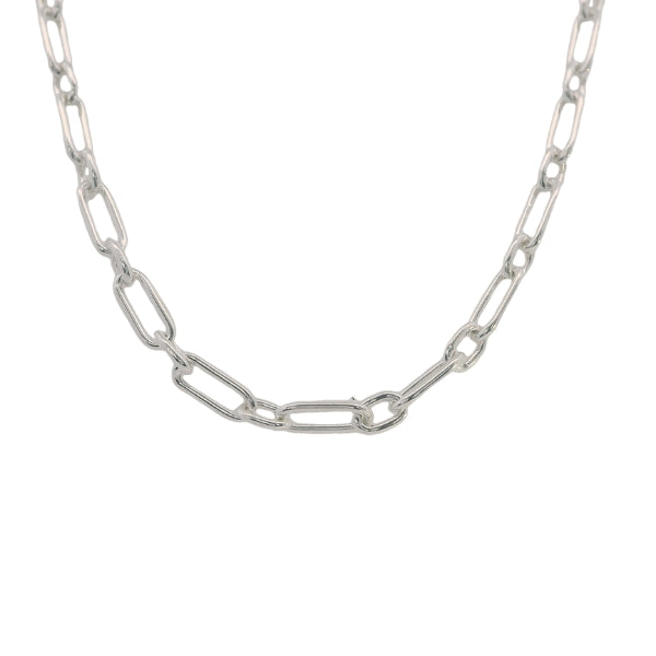 Silver aperlink & curb figaro chain - 50cm