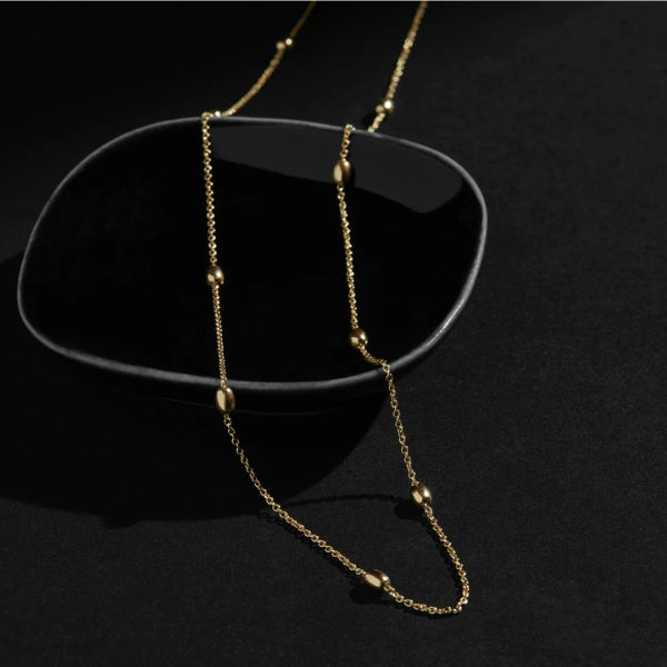 Najo - like a breeze cable chain necklace with oval beads in gold plated sterling silver
