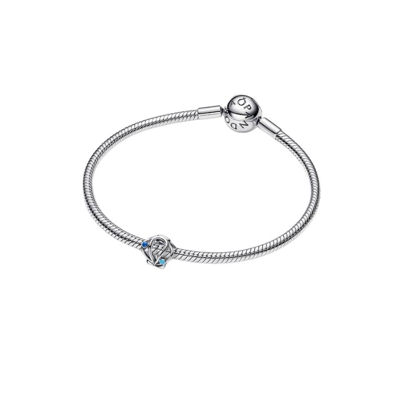 Pandora openwork shell sterling silver charm with blue enamel