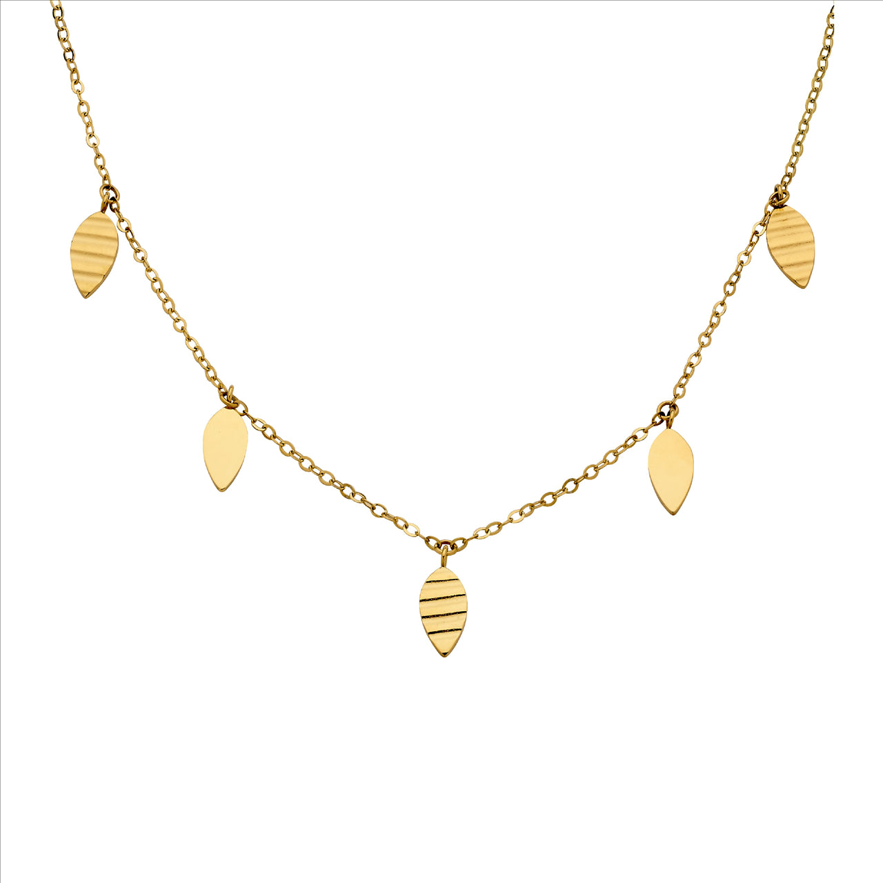 Ellani leaf necklet in yellow gold plated stainless steel