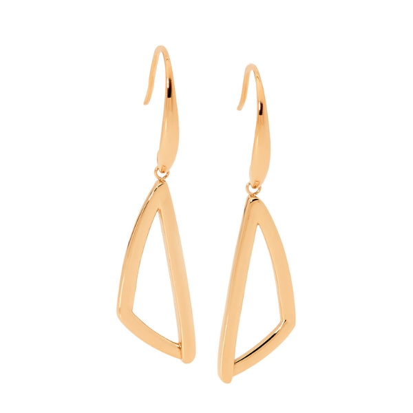 Ellani open triangle hook earrings in rose gold plated stainless steel