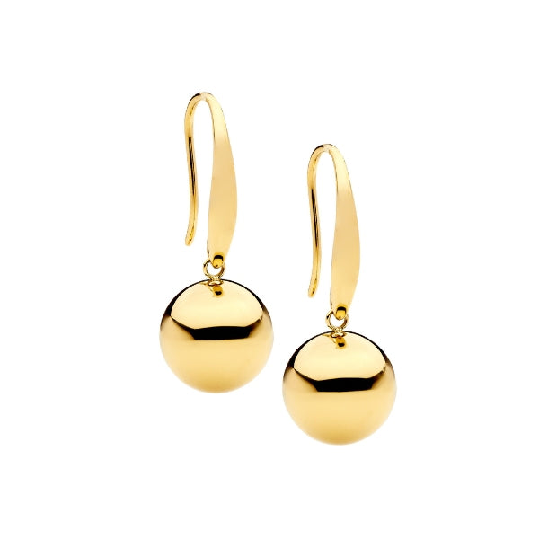 Ellani ball drops on shepherds hooks in gold plated stainless steel