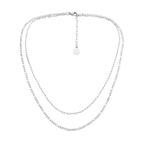 Ellani double chain necklace in stainless steel - 40cm/45cm