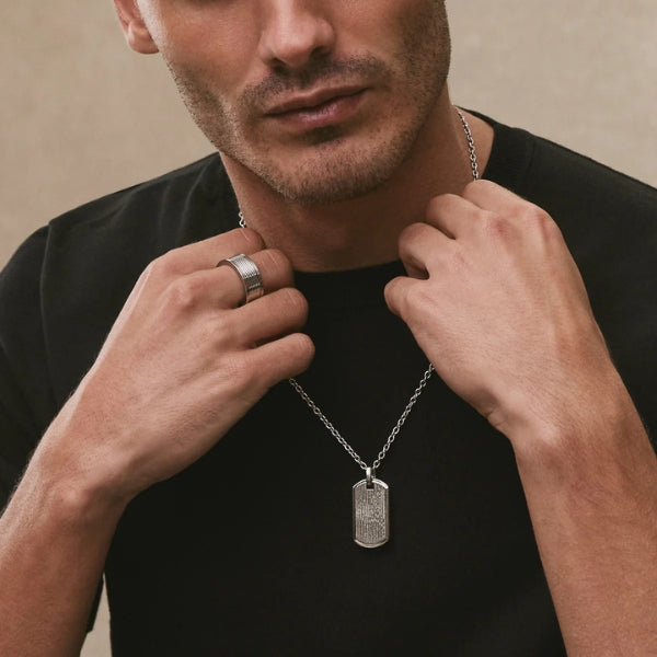 Mens steel dog tag necklace by Najo