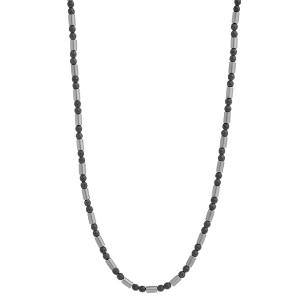 Najo Men's Haematite and steel bead necklace - 55cm + extension