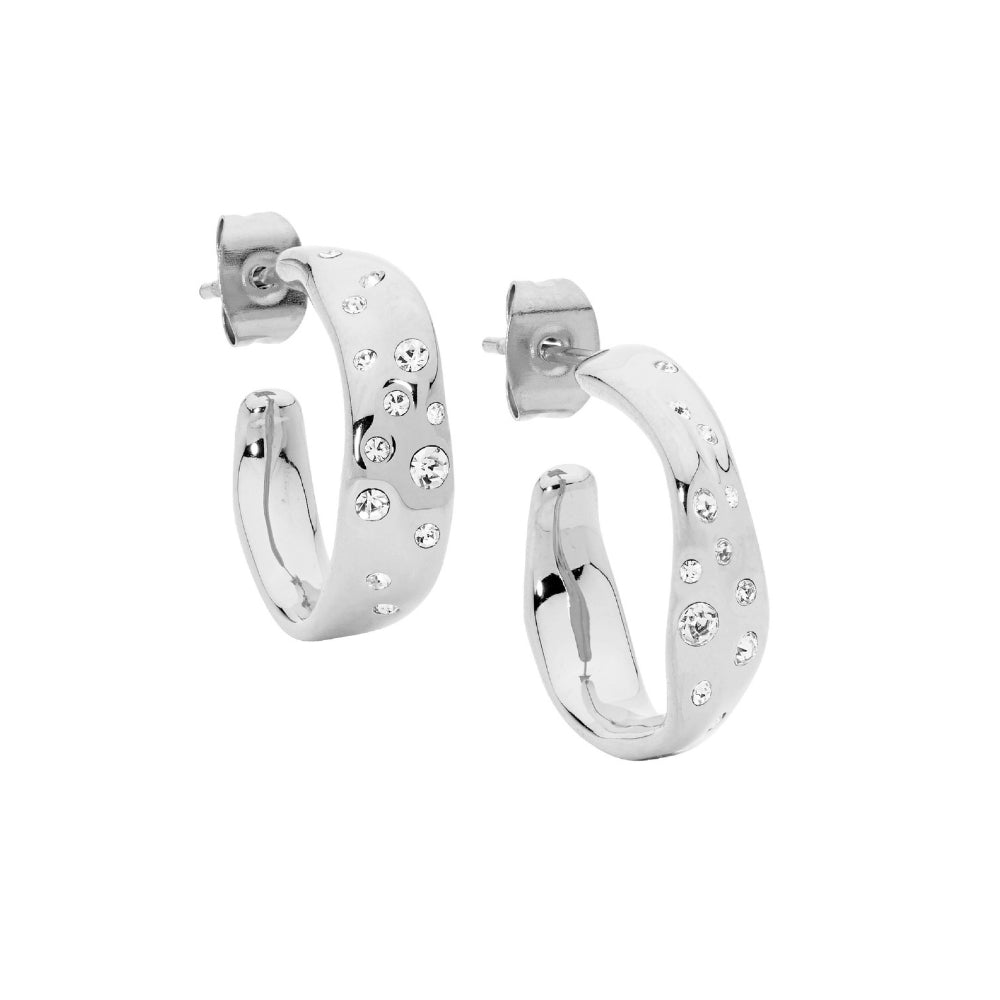 Ellani - Hoop earrings with scattered crystals in stainless steel