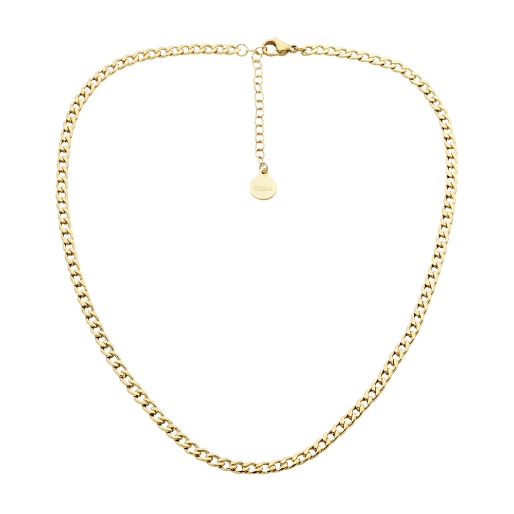 Ellani - curb chain necklace in gold plated stainless steel - 40cm + extension