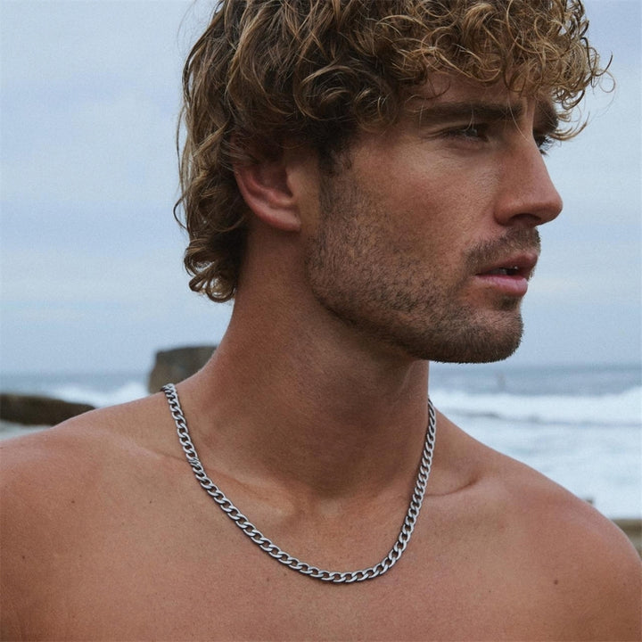 Najo - the forge men's flat curb necklace in steel - 60cm