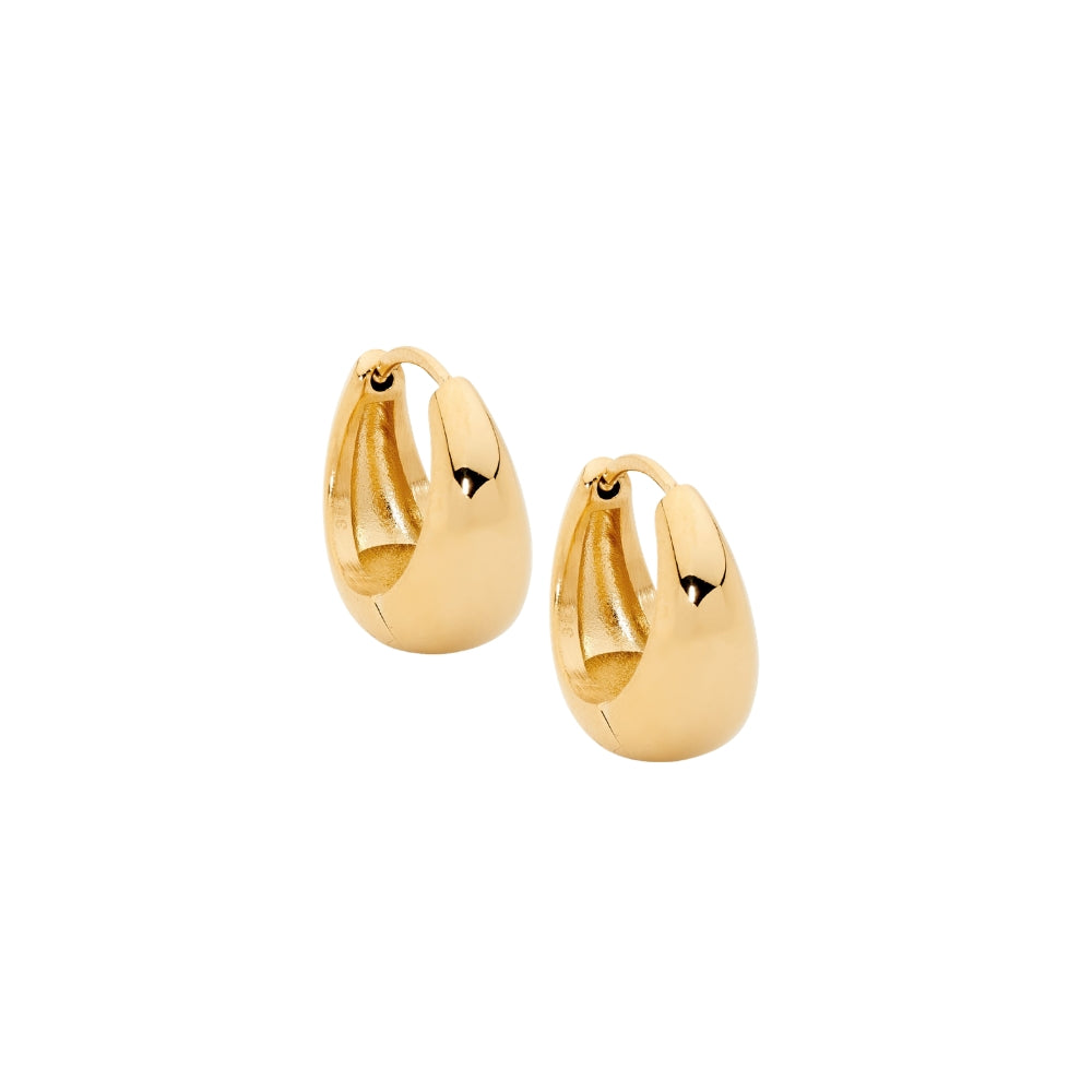 Ellani tapered huggie earrings in gold plated stainless steel