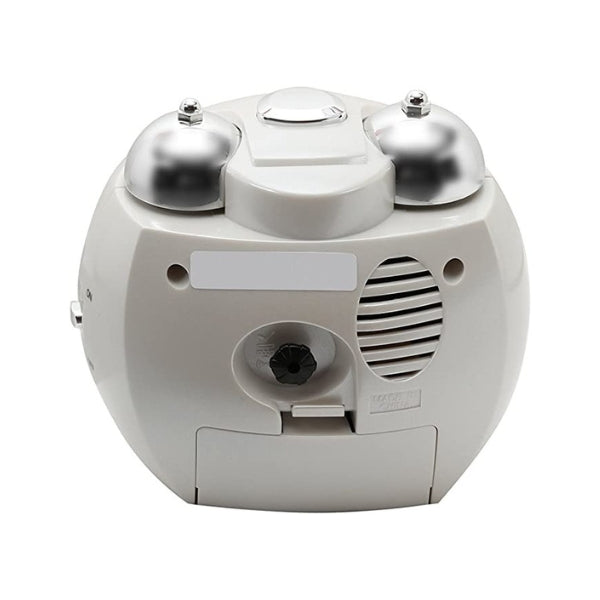 Casio analogue desktop alarm clock with bell alarm in white