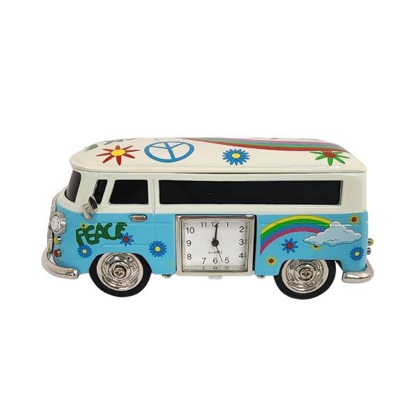 Collectable combi van analogue clock in blue/white