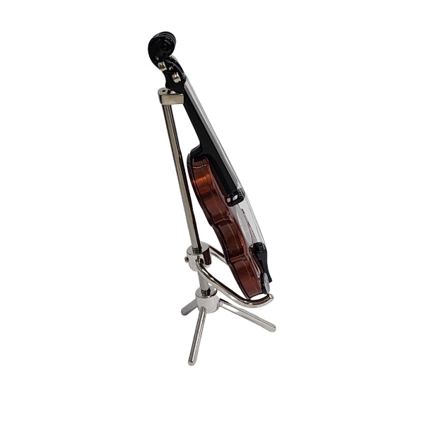 Collectable violin analogue clock on stand in bronze colour