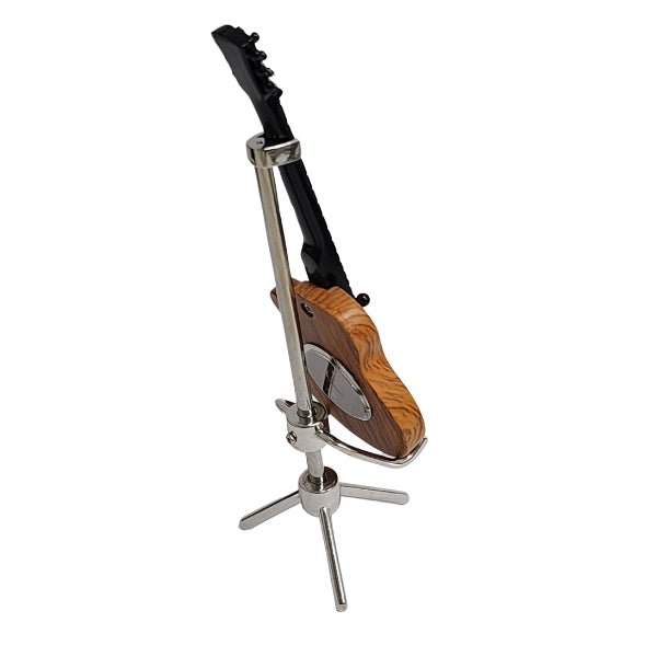 Collectable guitar (Gibson LP) analogue clock with strings on stand