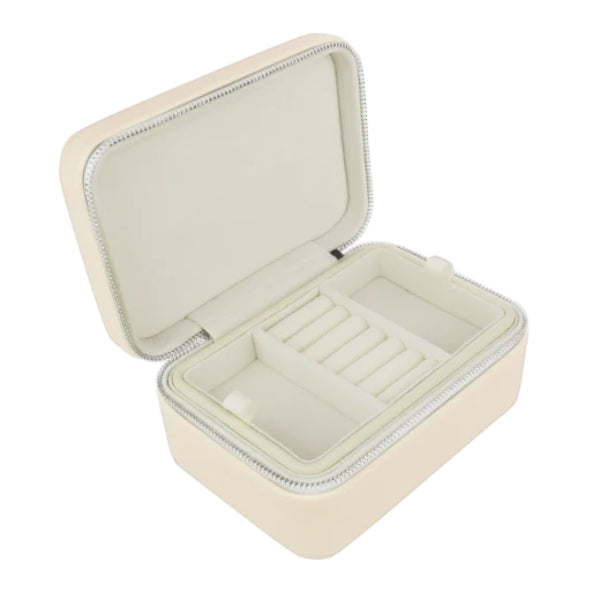 Evolve rectangle leather jewellery box in taupe