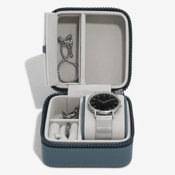 Stackers watch and jewellery box in blue canvas