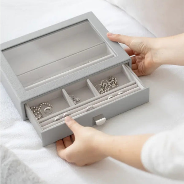 Stackers all in one jewellery box in pebble grey