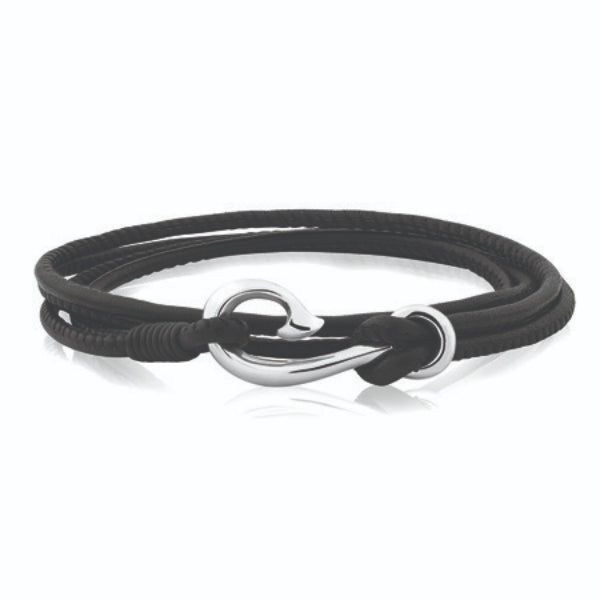 Evolve Safe Travels Leather Bracelet in Black
